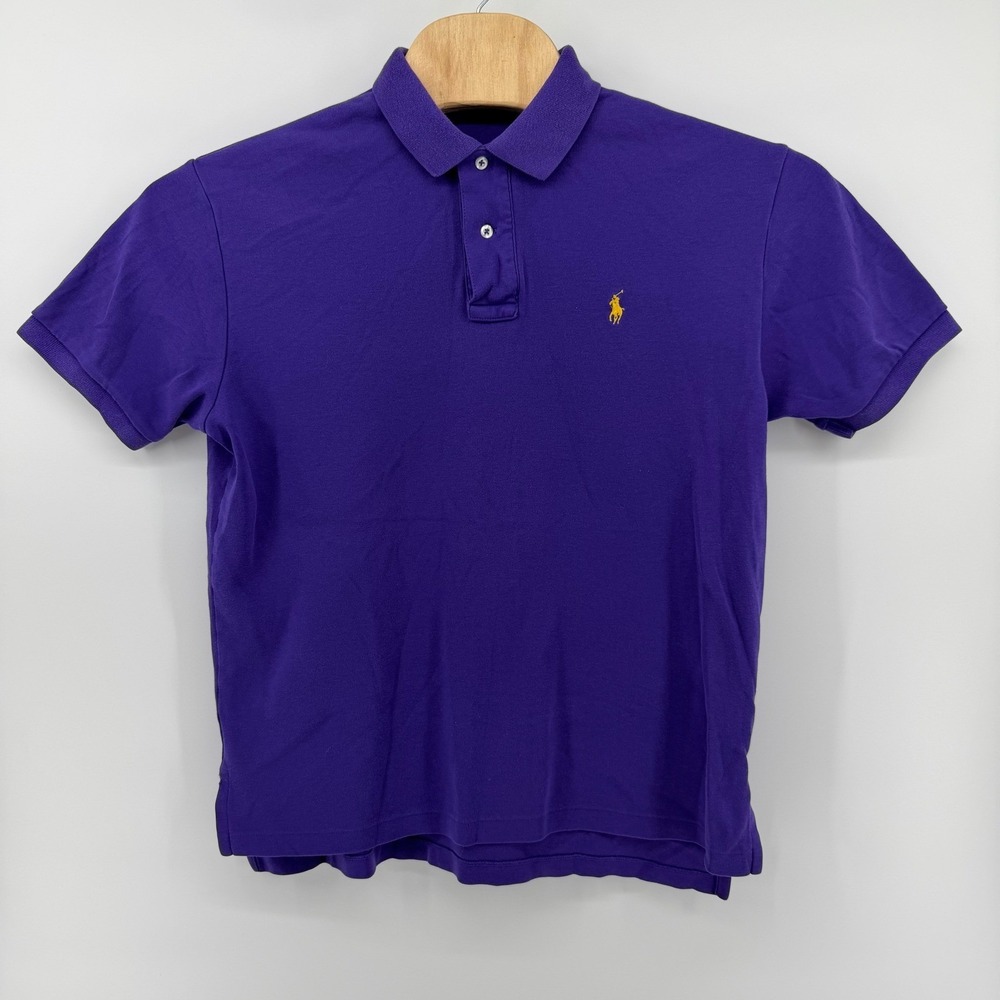 Polo Ralph Lauren Polo Shirt Mens M Purple Short Sleeve Embroidered Pony Logo - Picture 2 of 12